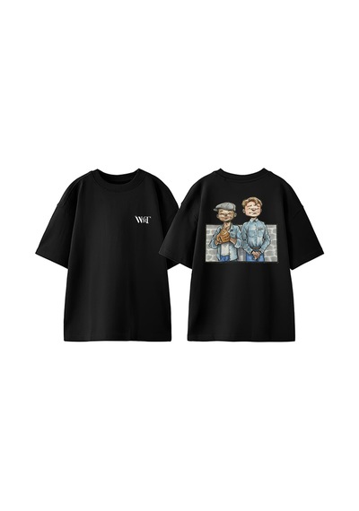 Thewert Esaretin Bedeli Çizimi Tasarım Sırt Baskılı Pamuk Siyah Oversize T-shirt