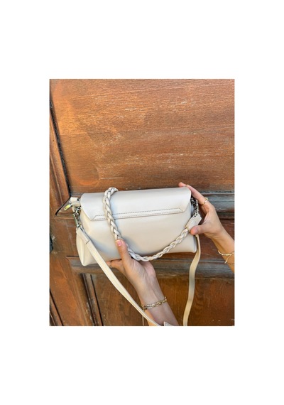 Just Polo Kadın Yeni Sezon Örgü Detaylı Ayarlanabilir Askılı Lüks El Ve Omuz Çantası Ebat : 26 X 14 Cm Vizon