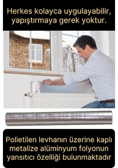 5 Adet Petek Arkası Isı Yalıtım Levhası Radyatör İzolasyon Kalorifer Ev Ofis Tasarruf Arkalığı