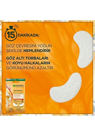 Nem Bombası Göz Altı Torbalarına Karşı Kağıt Göz Maskesi Portakal Suyu & Hyaluronik Asit
