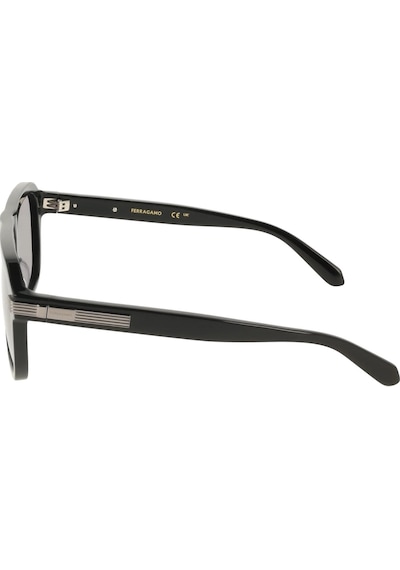 Salvatore Ferragamo Sf 2087s 001 57 Erkek Dikdörtgen Siyah Kemik Güneş Gözlüğü Siyah