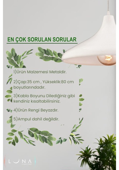 Apollo Beyaz Renk Rustik Tekli Avize Sarkıt Salon Mutfak Oturma Odası Avize Beyaz