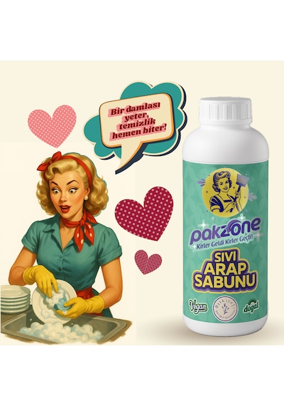 Pakzone %100 Doğal Sıvı Arap Sabunu Bitkisel Vegan 1000 Ml Tekli