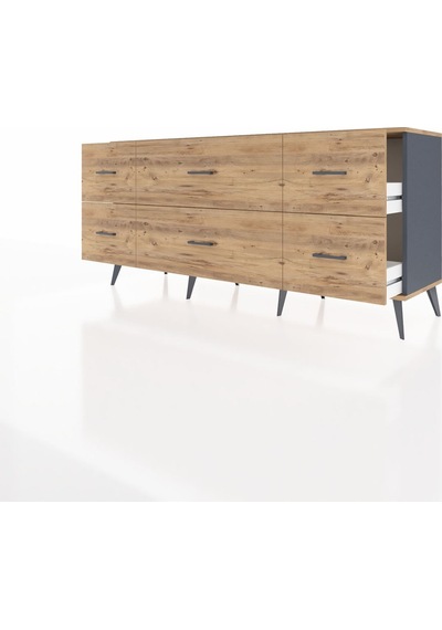 Hyperion Konsol 6 Çekmeceli 176x44x83 Antrasit-antrasit/çam Antrasit/çam Hyperion Konsol 6 Çekmeceli 176x44x83 Antrasit-antrasit/çam Antrasit/çam