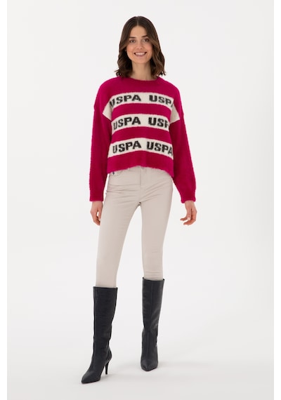 U.S. Polo Assn. Kadın Fuşya Bisiklet Yaka Kazak 50294259-VR023