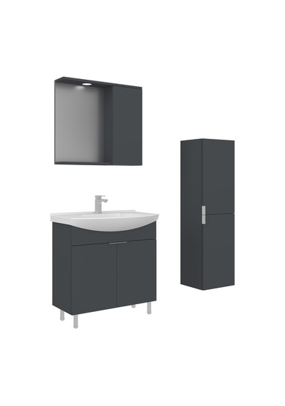 Orka Purus 80 Cm Mat Antrasit Spot Aynalı Banyo Dolabı Takım Ve Boy Dolabı Ayaklı Antrasit Orka Purus 80 Cm Mat Antrasit Spot Aynalı Banyo Dolabı Takım Ve Boy Dolabı Ayaklı Antrasit