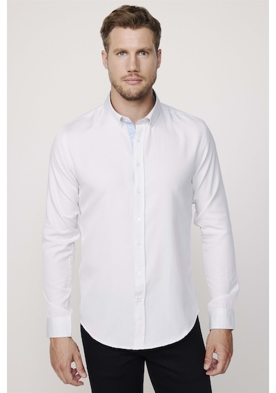 Tudors Slim Fit Pamuklu Kolay Ütü Düz Erkek Taş Rengi Gömlek-27722-taş Taş