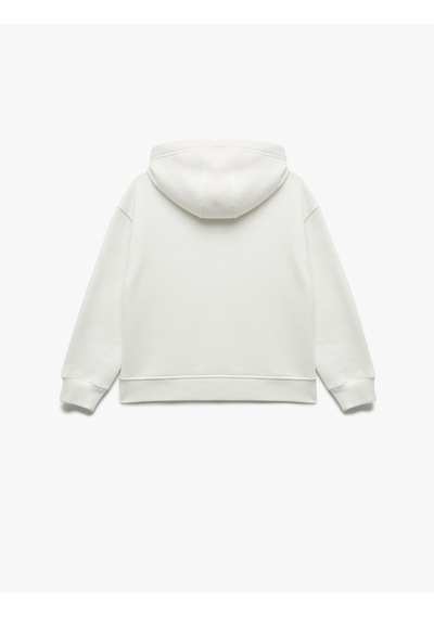 Koton Şardonlu Uzun Kollu Oversize Kapşonlu Sweatshirt Ekru 7wkg10025ak