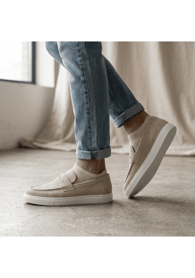 Erkek Loafer Ayakkabı Günlük Rahat Bağcıksız Süet Casual Klasik Ayakkabı Tarz0580 Krem