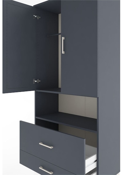 Hyperion Dolap 2 Raflı 2 Çekmeceli Tek Askılı 88x44x195 Antra... Antrasit