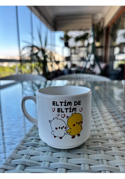 Eltim De Eltim Yazılı Seramik Kupa Komik Bardak 7 Cm Çok Renkli