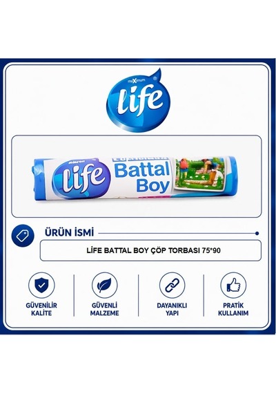 Life Battal Boy Çöp Torbası 10'lu 25'li Paket