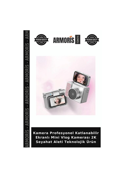 Kamera Profesyonel Katlanabilir Ekranlı Mini Vlog Kamerası 2k Seyahat Aleti Teknolojik Ürün