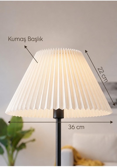 Umbrella Pileli Lambader Başlığı Kısa Kırma Kumaş İthal Krem Çap 36 Cm Lam12