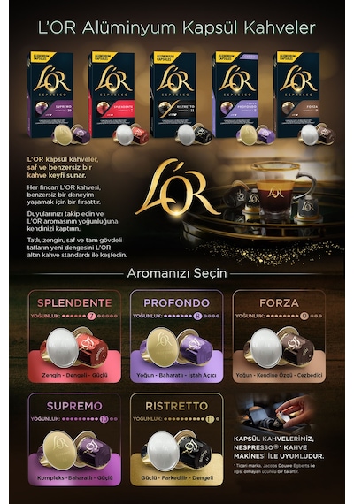 L'or Supremo Intensity 10 Nespresso Uyumlu Alüminyum Kapsül Kahve 10 Adet