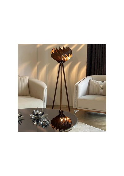 Ahşap Tripod Lambader, Modern Dekoratif Salon Lambası, Ceviz Renk 3 Ayaklı Ayaklı Lamba, Oturma Odası Yatak Odası Köşe Aydınlatma Diğer