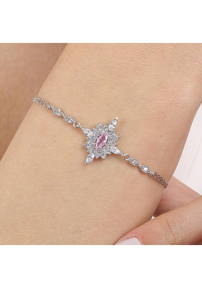 Mia Vento Pink Taşlı Asil Hanedan Nişanı Vintage Gümüş Bileklik