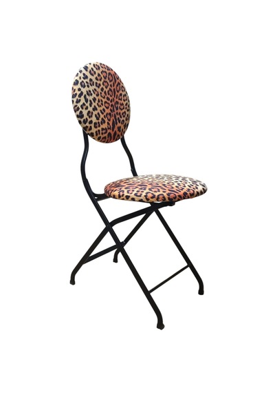 Leopar Desenli Siyah Bahçe Takımı - 4 Sandalye + 1 Masa
