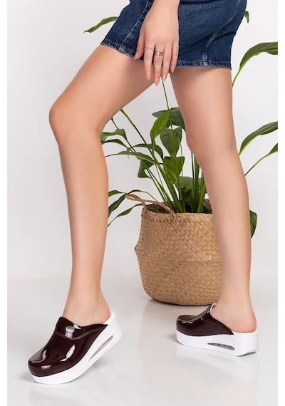 Bordo Rugan Deliksiz Bayan Ortopedik Airmax Taban Sabo Terlik Bordo