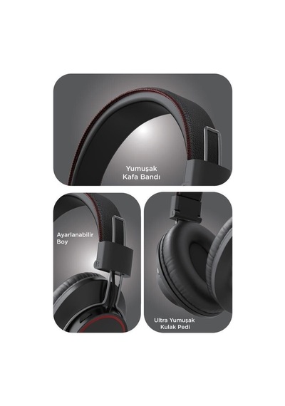 Delux Serisi Bluetooth Kulaklık Kafa Üstü Hd10 Siyah Taşınabilir Cihaz Ses Ekipmanı