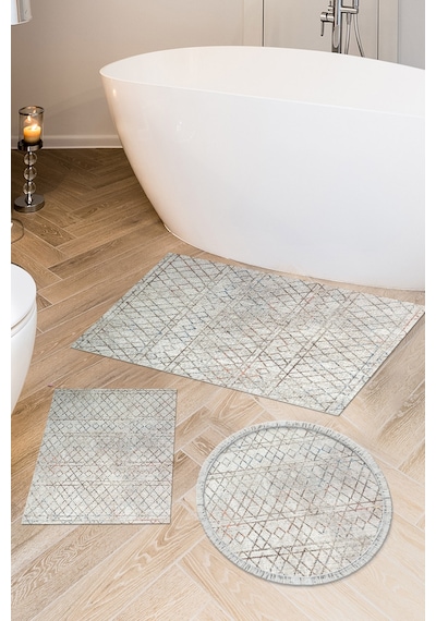 Dekoreko Kaymaz Taban Djt 3 Lü Banyo Paspas Takımı Trend Karışık Iskandinav F5079 Bej