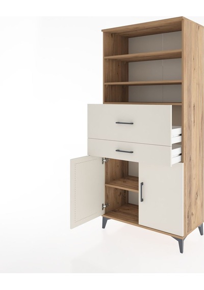 Hyperion Dolap 4 Raflı 2 Çekmeceli 2 Kapaklı 88x44x195 Çam-ay... Çam