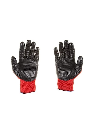 Beybi Pn5 Zebra Polyester Örme Nitril Eldiven Çift - No:9 - Kırmızı Siyah