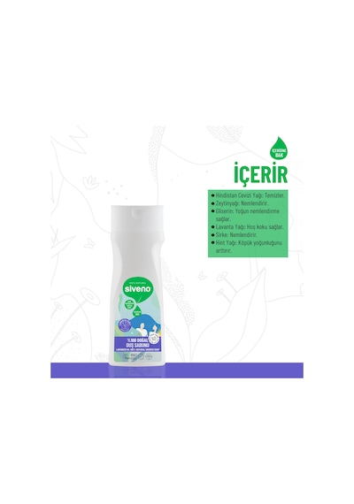 Siveno %100 Doğal Duş Sabunu Lavanta Kokulu Duş Jeli 6 Değerli Bitki Vegan 300 ML