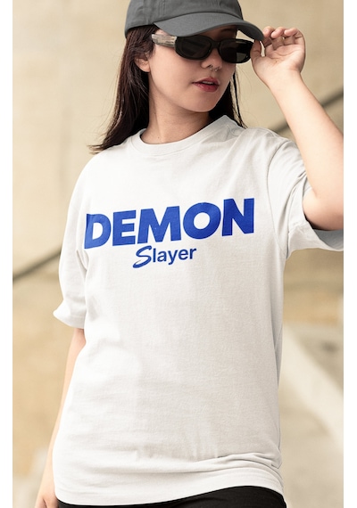 Sevbano Demon Slayer Kimetsu No Yaiba Anime Sırt Baskılı Unisex Oversize Beyaz
