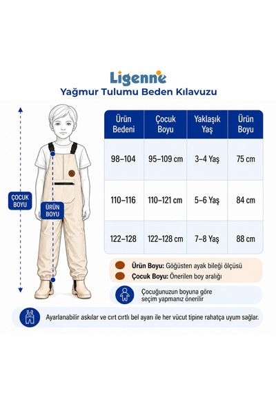 Ligenne Su Geçirmez Çocuk Yağmur Tulumu, Çıkarılabilir Polar Astarlı, Bantlı Dikişli Pure Sage Yeşil
