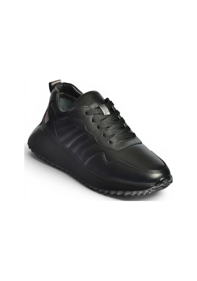 Fox Shoes Z555090103 Siyah Hakiki Deri Kalın Tabanlı Spor Ayakkabı Sneakers