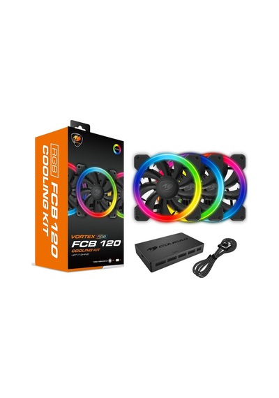 Cougar 120Mm Vortex Rgb Cf-V12Fb-Rgb Rgb Siyah 3-Lü Paket Kasa Fa