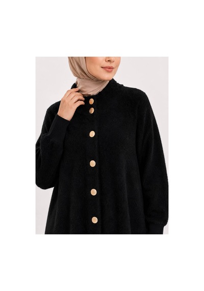 Hıra Co. Kadın Sakallı Triko Hırka Önü Düğmeli Oversize Uzun Kollu Diz Boyu Örme Hırka Siyah Siyah Hıra Co. Kadın Sakallı Triko Hırka Önü Düğmeli Oversize Uzun Kollu Diz Boyu Örme Hırka Siyah Siyah