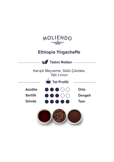 Moliendo Ethiopia Yirgacheffe Pratik Filtre Kahve 10 x 10 G