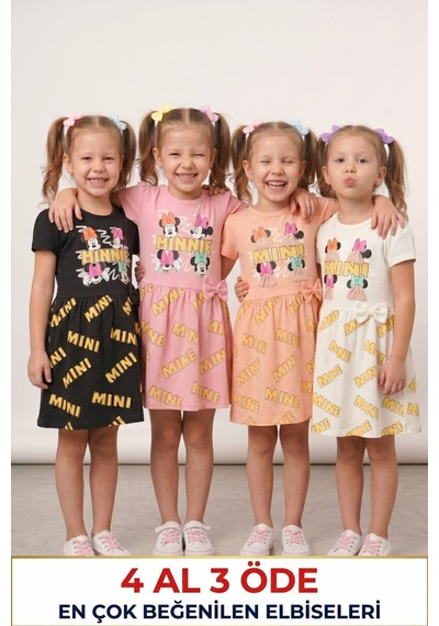 New Kids Kız Elbise 4 Lü Set Çocuk Elbise 4 Al 3 Öde -91211 Çok Renkli