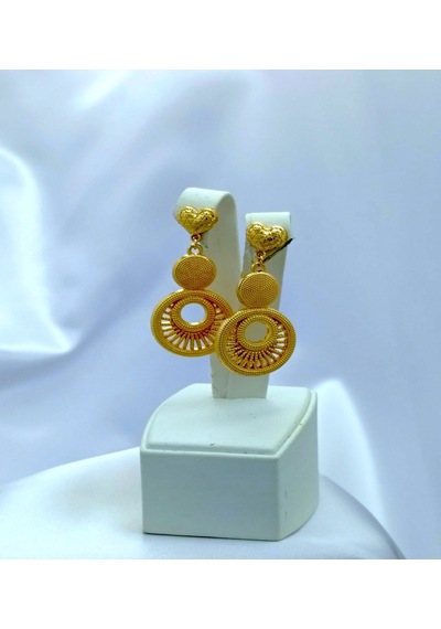 Yeni Sezon Vip Seri Paslanmaz Çelik Kalp'li Altın Kaplama Hint Küpe Gold