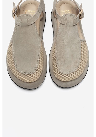 Luvi Shoes Lurelıa Bej Süet Hakiki Deri Fileli Kadın Sandalet