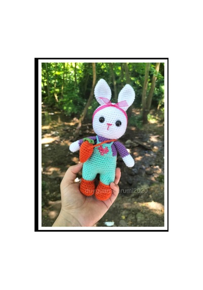 Amigurumi Havuç Çantalı Minik Tavşan Oyuncak Bebek Hediyelik