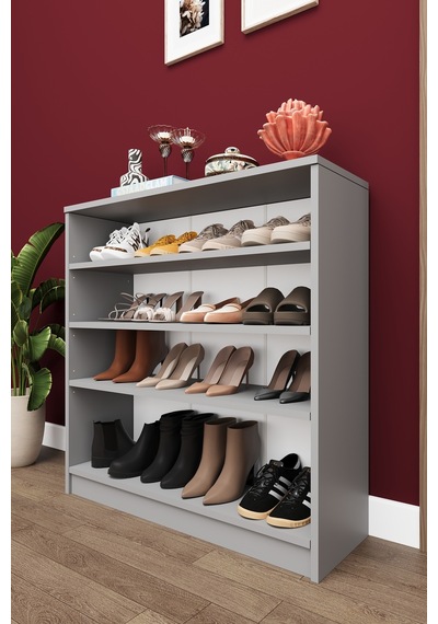 Asra Trend 4 Katlı Açık Raflı Ayakkabılık A-32 %100 MDF Modern Bot Uyumlu Düzenleyici Kül Gri Asra Trend 4 Katlı Açık Raflı Ayakkabılık A-32 %100 MDF Modern Bot Uyumlu Düzenleyici Kül Gri