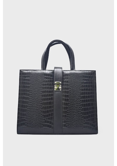 Kanuga Ysmn0831 Siyah Kroko Unisex Evrak Çantası Siyah Kroko Siyah