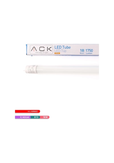ACK 18W LED Tüp Floresan Ampul Kırmızı G13