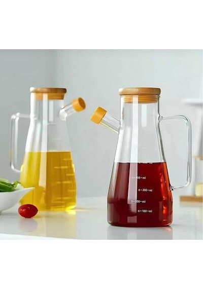 Reoona 2 Adet Masterchef Borosilikat Cam 900ml Yağdanlık Stand Hediyeli Şeffaf