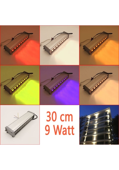 Led Aydınlatma Wall Washer Duvar Boyama 30 Cm 9w 6 Renk  Kırmızı
