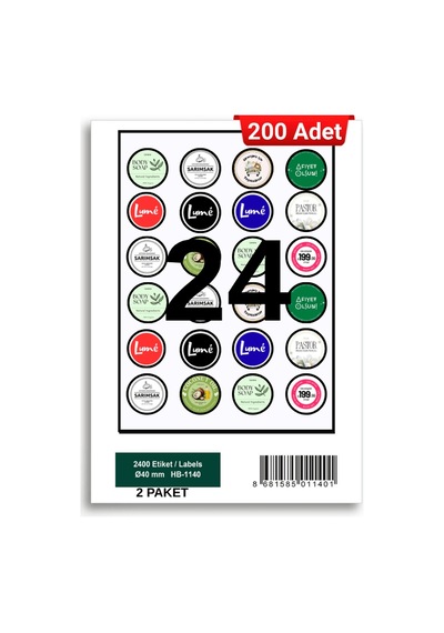 Herboy Hb-1140 40 X 40 Mm A4 Baskılı Laser Etiket 200 Adet