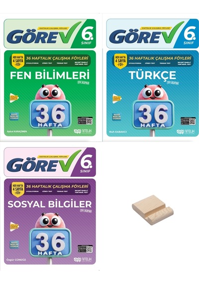 Nitelik 6. Sınıf Fen Türkçe Ve Sosyal 36 Haftalık Görev Föyleri 3lü Set + Telefon Standı