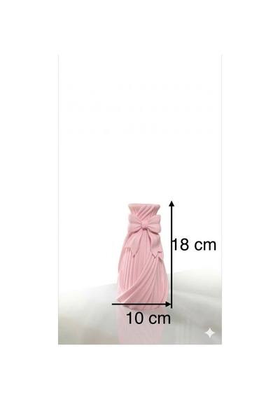 3d Tasarım Fiyonklu Dekoratif Vazo Modern Minimal Ev Dekoru 18x10 Pembe