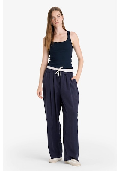 Defacto Baggy Fit Çift Cepli Normal Bel Standart Boy Tensel Pantolon F9743ax25hsnv200 Lacivert