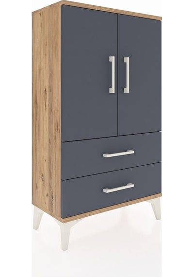 Arges Komodin 2 Raflı 2 Çekmeceli 2 Kapaklı 60x30x106 Çam-ant... Çam