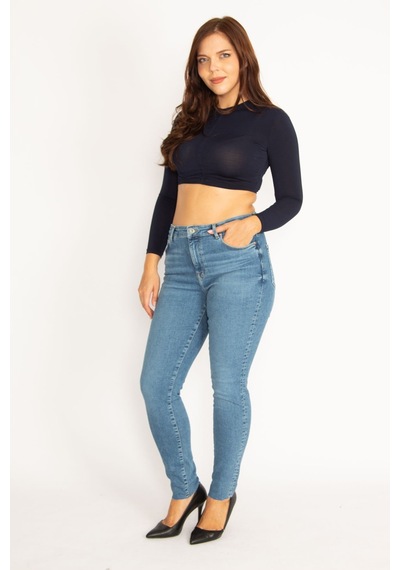 Şans Kadın Mavi 5 Cep Skinny Jean Pantolon 65n34896-mavi Mavi