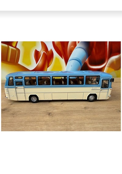 1:24 Mercedes Benz Otobüs Eski Nostaljik Otobüs Krem-mavi 25cm